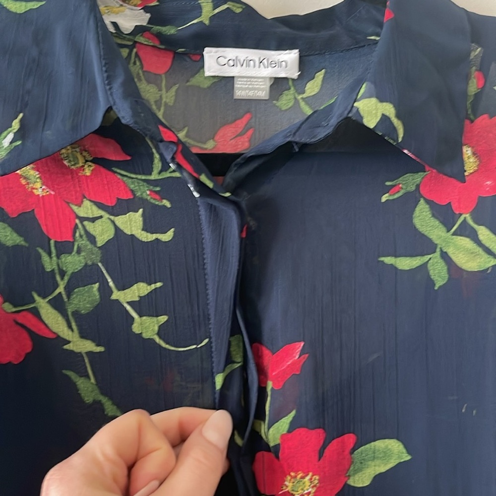 Calvin Klein Floral Shirt Dress - Picture 10 of 16